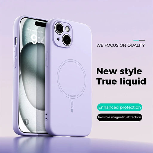 ABEEL For iPhone 14 Case Compatible with MagSafe Skin Touch Liquid Silicone Phone Back Cover - Purple - 2
