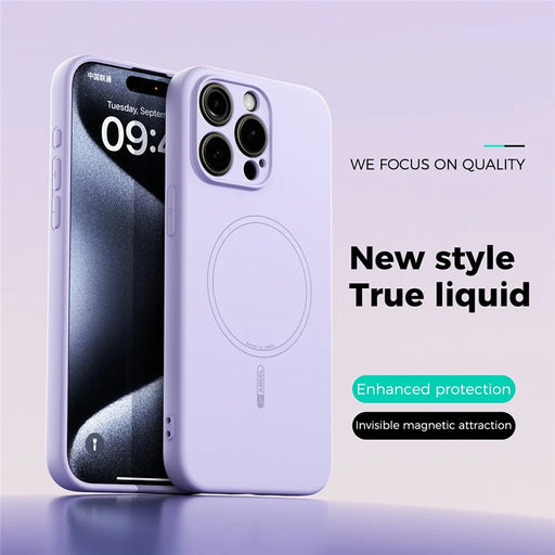 ABEEL For iPhone 14 Pro Max Case Compatible with MagSafe Skin Touch Liquid Silicone Phone Back Cover - Purple - 2