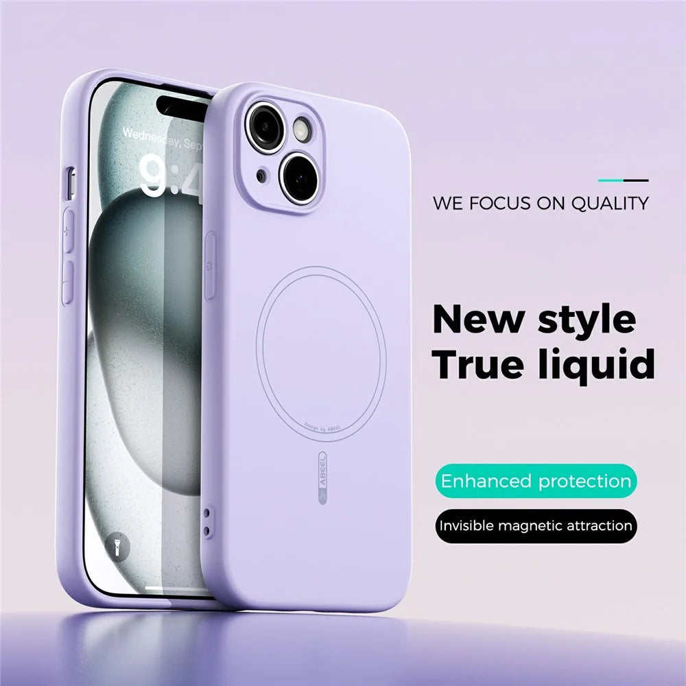 ABEEL For iPhone 13 Case Compatible with MagSafe Skin Touch Liquid Silicone Phone Back Cover - Purple - 2