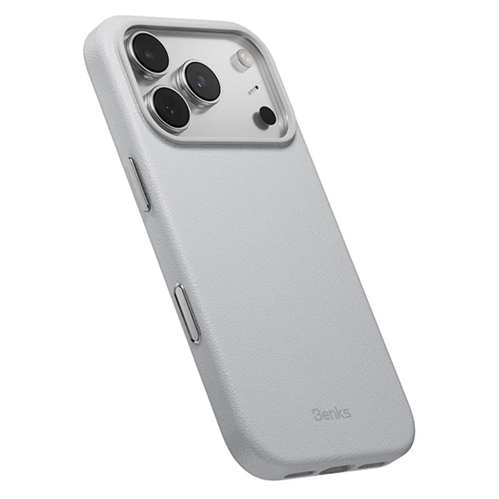 BENKS Q2 For iPhone 17 Pro Mircrofiber Leather + PC + Silicone Phone Case Compatible with MagSafe - White - 1