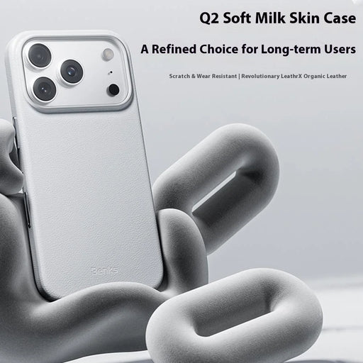 BENKS Q2 For iPhone 17 Pro Mircrofiber Leather + PC + Silicone Phone Case Compatible with MagSafe - White - 2