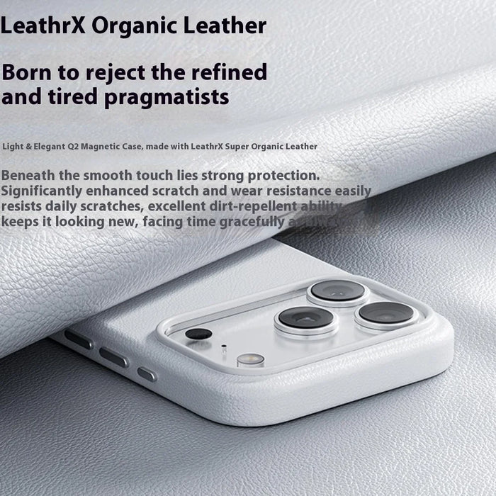 BENKS Q2 For iPhone 17 Pro Mircrofiber Leather + PC + Silicone Phone Case Compatible with MagSafe - White - 3