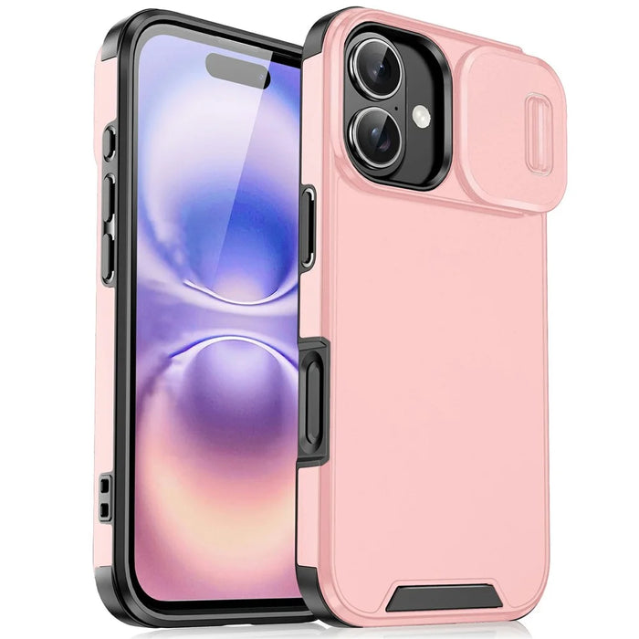 For iPhone 17 Case PC + TPU Shell with Slide Camera Phone Cover - Pink - 1