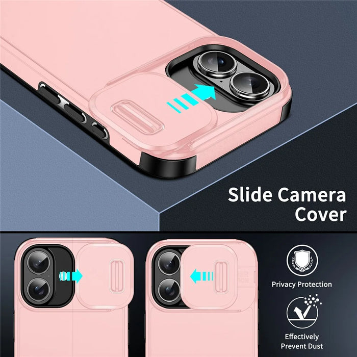 For iPhone 17 Case PC + TPU Shell with Slide Camera Phone Cover - Pink - 3