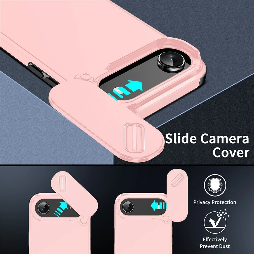 For iPhone Air Case PC + TPU Shell with Slide Camera Phone Cover - Pink - 3