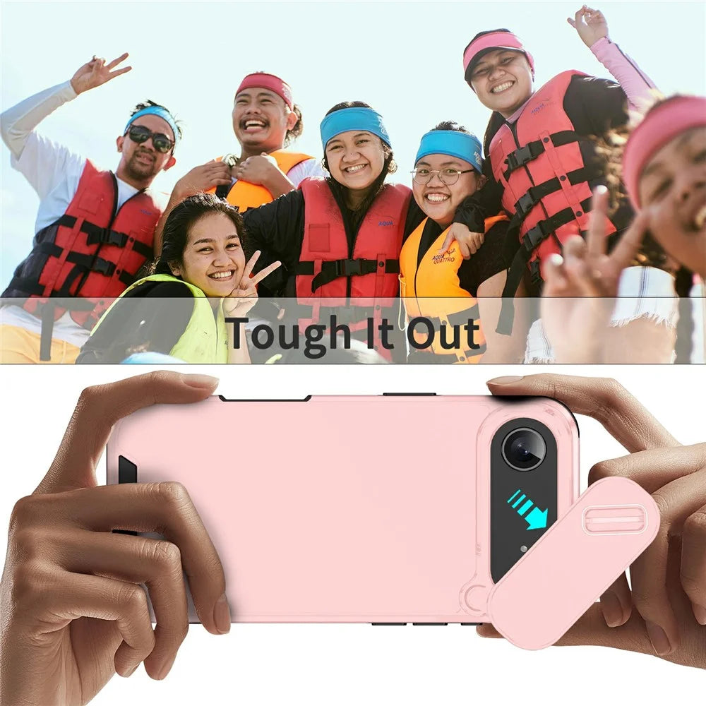 For iPhone Air Case PC + TPU Shell with Slide Camera Phone Cover - Pink - 6