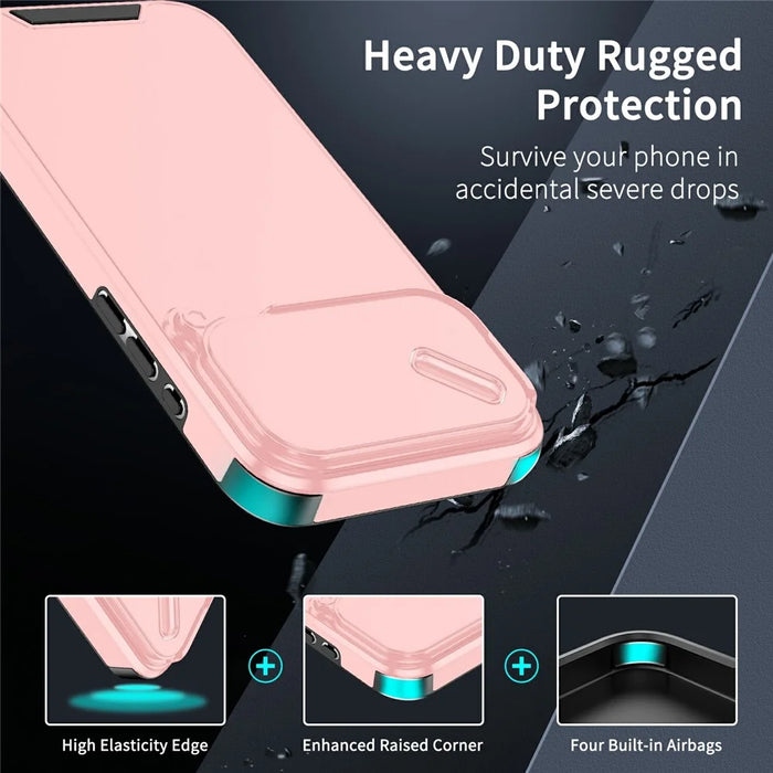 For iPhone 18 Pro Max / 17 Pro Max Case PC + TPU Shell with Slide Camera Phone Cover - Pink - 2