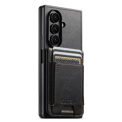SUTENI H03 for Samsung Galaxy Z Fold7 5G Case PU Leather PC Protective Phone Cover with Card Slots Kickstand - Black - 2