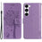 For Samsung Galaxy S23 Phone Case with Stand Cat Tree Pattern Leather Wallet Mobile Cover - Light Purple - 1