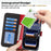 For iPhone 18 Pro / 17 Pro Stand Case Litchi Texture Genuine Cow Leather Wallet Phone Cover RFID Blocking - Black  /  Red - 4