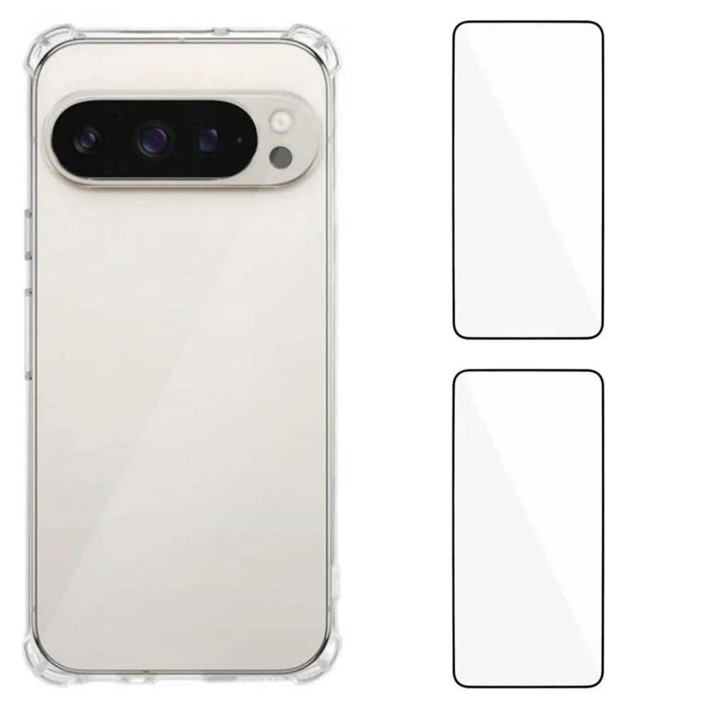WANLONFENG For Google Pixel 10 Pro XL TPU Case  WL3 Series 1.5mm Phone Cover with 2Pcs Tempered Glass Films - Transparent - 1