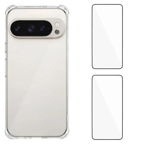 WANLONFENG For Google Pixel 10 Pro XL TPU Case  WL3 Series 1.5mm Phone Cover with 2Pcs Tempered Glass Films - Transparent - 1