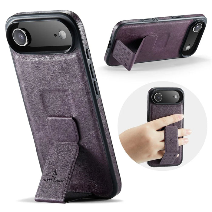FIERRE SHANN For iPhone Air Case Kickstand Leather Slim Back Cover - Purple - 2