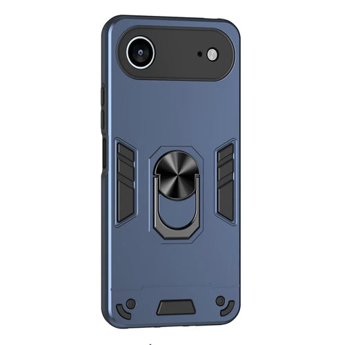 For iPhone Air Case PC + TPU Drop Defend Phone Cover with Ring Kickstand - Blue - 1