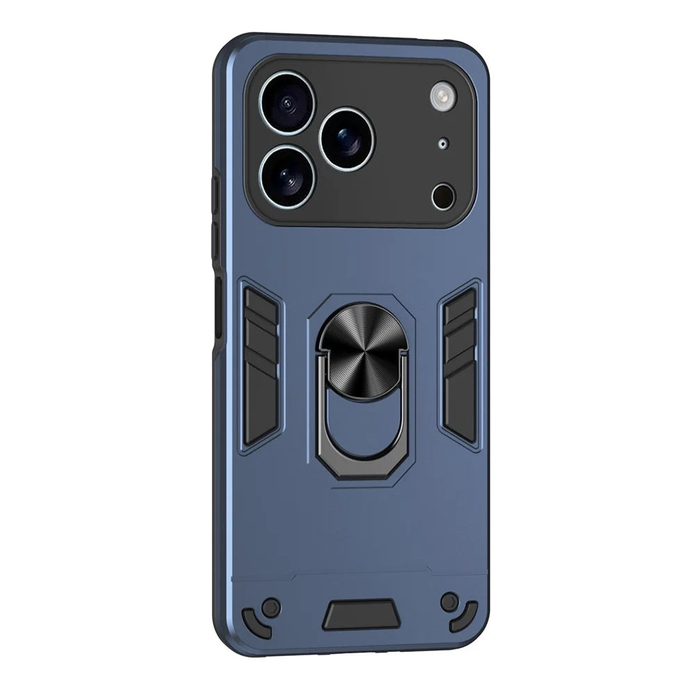 For iPhone 17 Pro Max Case PC + TPU Drop Defend Phone Cover with Ring Kickstand - Blue - 1