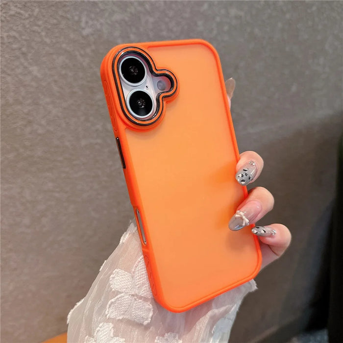For iPhone 16 Case PC + TPU Anti-Slip Matte Phone Cover - Orange - 2