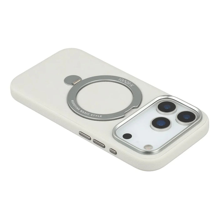 X-LEVEL For iPhone 17 Pro Max Magnetic Case Kickstand PC + PU Phone Back Cover - Grey - 6