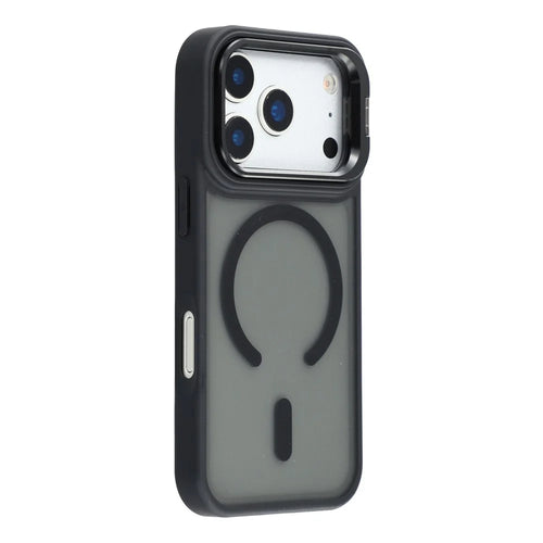 For iPhone 17 Pro Max Case Compatible with MagSafe Lens Kickstand TPU + PC Matte Phone Cover - Titanium Black - 1
