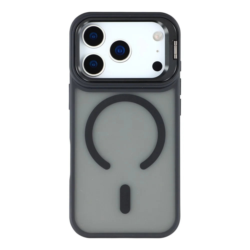 For iPhone 17 Pro Max Case Compatible with MagSafe Lens Kickstand TPU + PC Matte Phone Cover - Titanium Black - 3