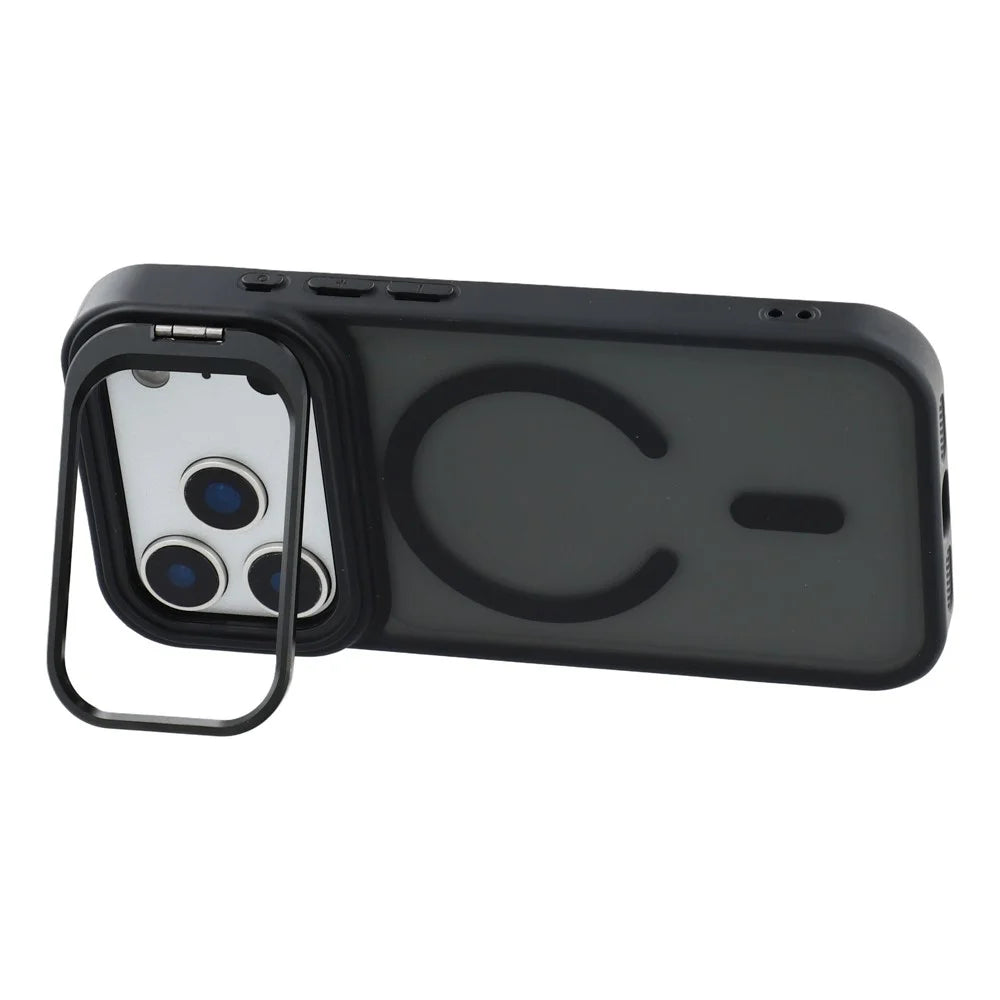 For iPhone 17 Pro Max Case Compatible with MagSafe Lens Kickstand TPU + PC Matte Phone Cover - Titanium Black - 4