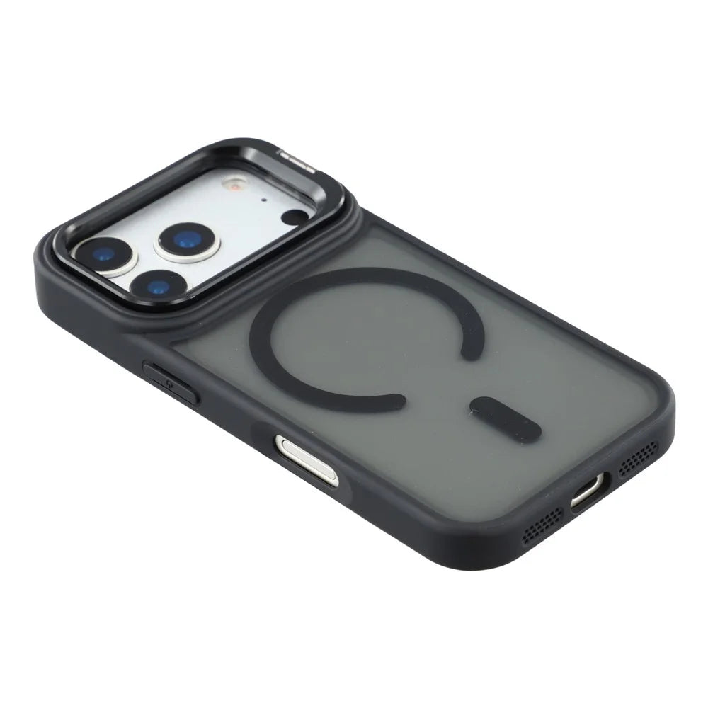 For iPhone 17 Pro Max Case Compatible with MagSafe Lens Kickstand TPU + PC Matte Phone Cover - Titanium Black - 5
