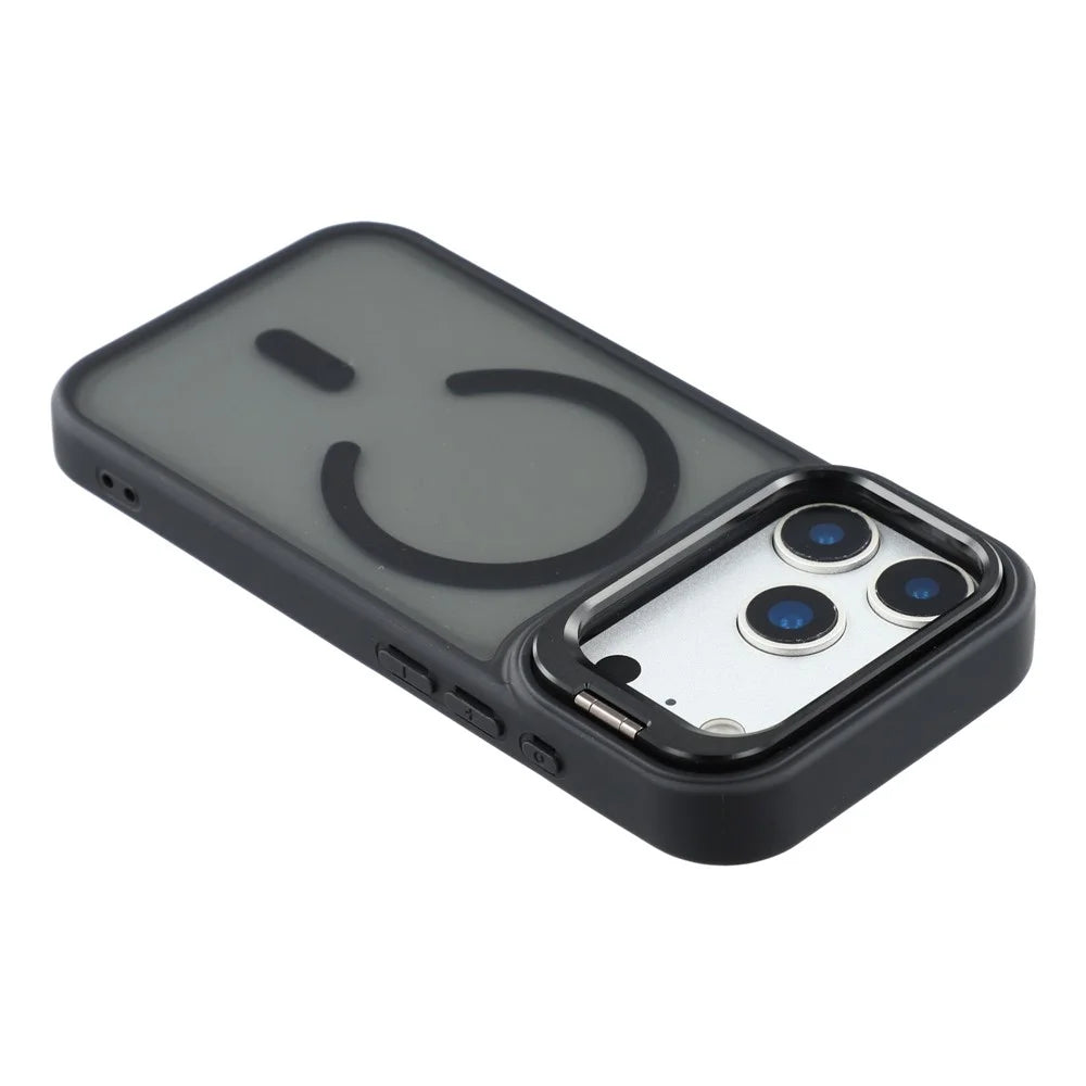 For iPhone 17 Pro Case Compatible with MagSafe Lens Kickstand TPU + PC Matte Phone Cover - Titanium Black - 6