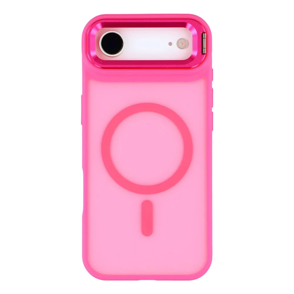 For iPhone Air Case Compatible with MagSafe Lens Kickstand TPU + PC Matte Phone Cover - Rose - 3