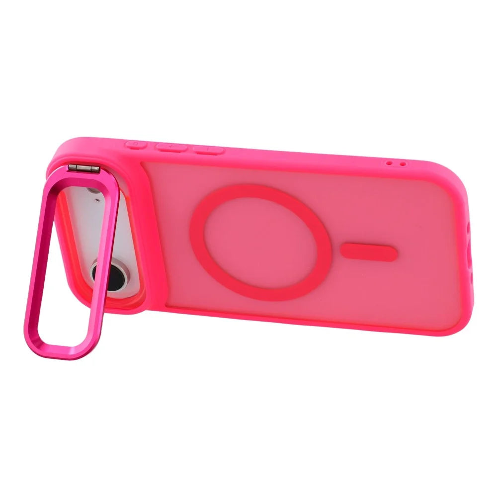For iPhone Air Case Compatible with MagSafe Lens Kickstand TPU + PC Matte Phone Cover - Rose - 4