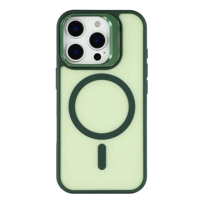 For iPhone 16 Pro Case Compatible with MagSafe Lens Kickstand TPU + PC Matte Phone Cover - Dark Green - 3