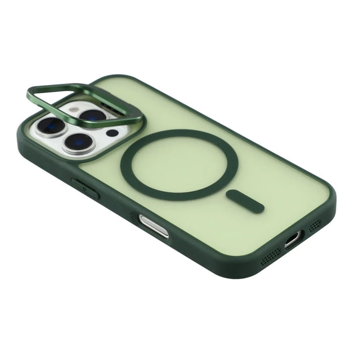 For iPhone 16 Pro Case Compatible with MagSafe Lens Kickstand TPU + PC Matte Phone Cover - Dark Green - 5