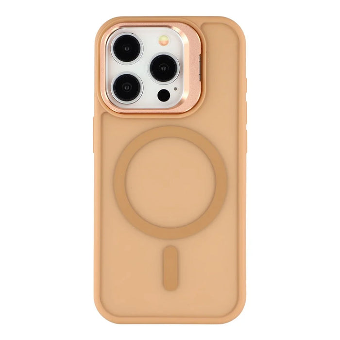 For iPhone 14 Pro Case Compatible with MagSafe Lens Kickstand TPU + PC Matte Phone Cover - Desert Gold - 3