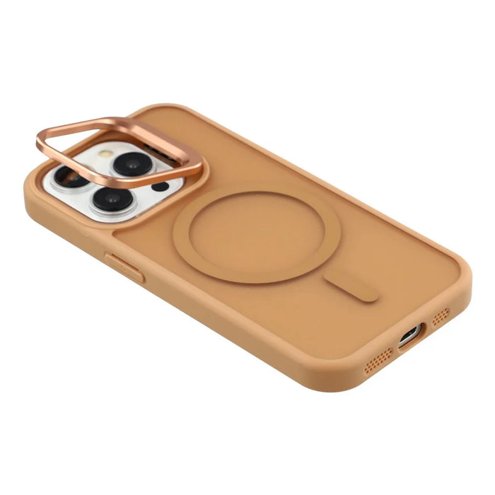 For iPhone 14 Pro Case Compatible with MagSafe Lens Kickstand TPU + PC Matte Phone Cover - Desert Gold - 5