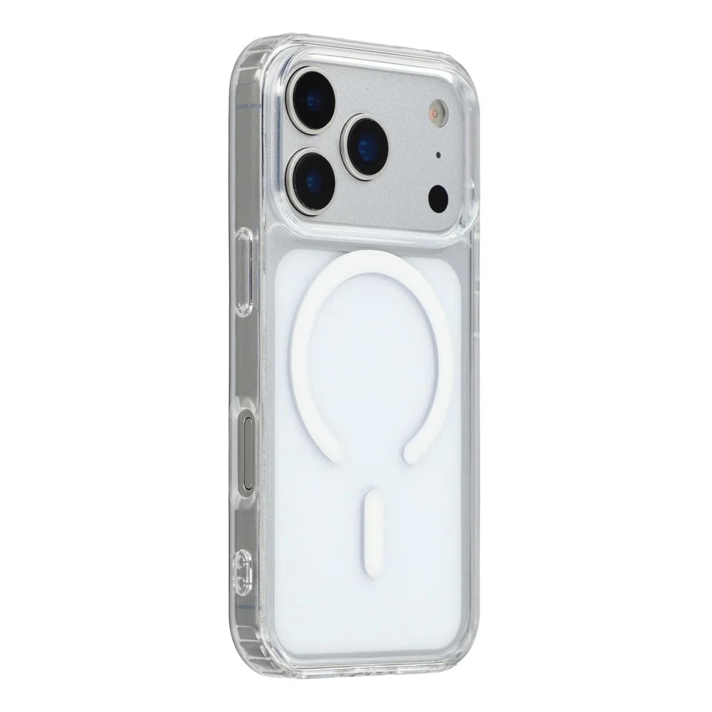 For iPhone 17 Pro Magnetic Case TPU PC Clear Phone Back Cover with Lanyard Hole - 1