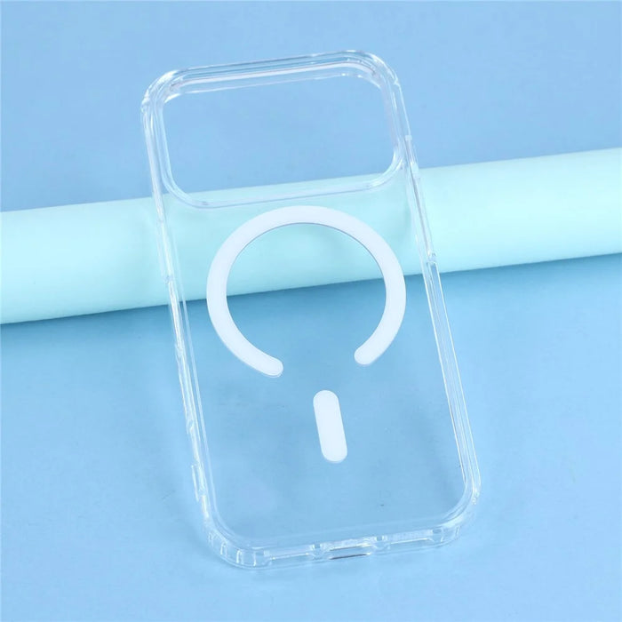 For iPhone 17 Pro Magnetic Case TPU PC Clear Phone Back Cover with Lanyard Hole - 4
