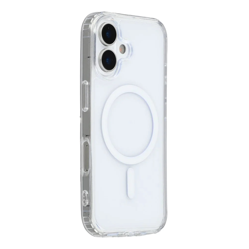 For iPhone 17 Magnetic Case TPU PC Clear Phone Back Cover with Lanyard Hole - 1