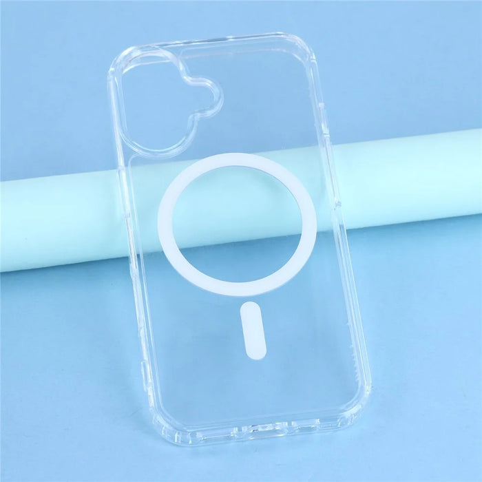 For iPhone 17 Magnetic Case TPU PC Clear Phone Back Cover with Lanyard Hole - 4