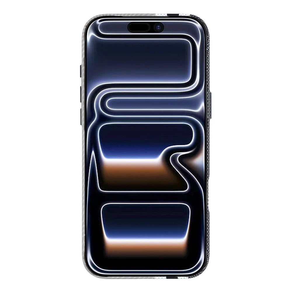 For iPhone 17 Pro Max Magnetic Case Water Transfer Printing Metal Frame PC Phone Back Cover - Grey Stripes - 2