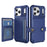 For iPhone 17 Pro Max Case with Card Holder PU Leather + TPU Phone Back Cover - Blue - 2