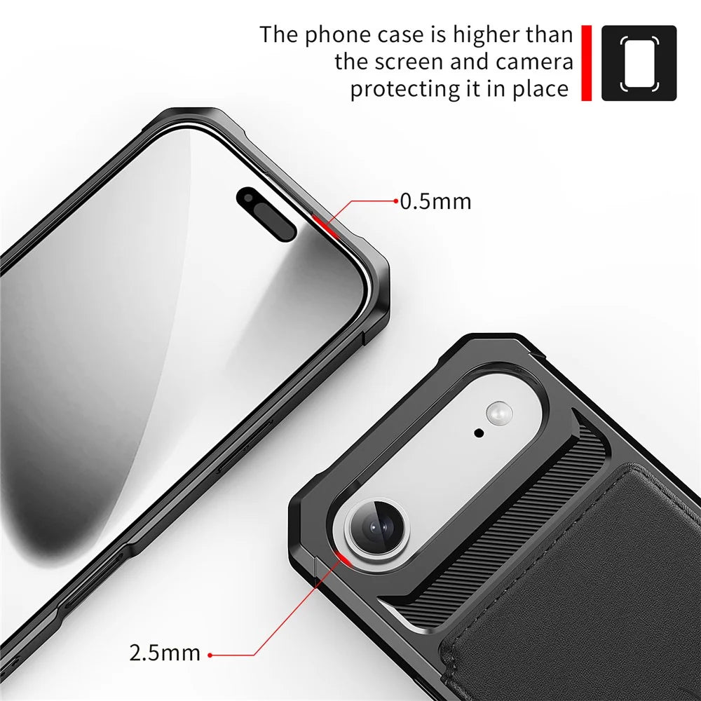 For iPhone Air Case with Card Holder PU Leather + TPU Phone Back Cover - Black - 7
