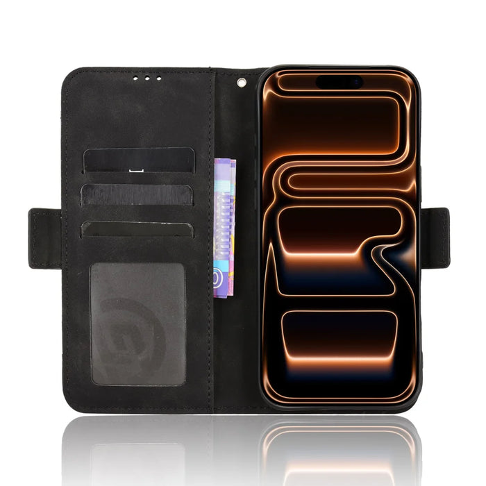 For iPhone 18 Pro / 17 Pro Leather Case Phone Wallet Cover with Multiple Card Slots - Black - 6