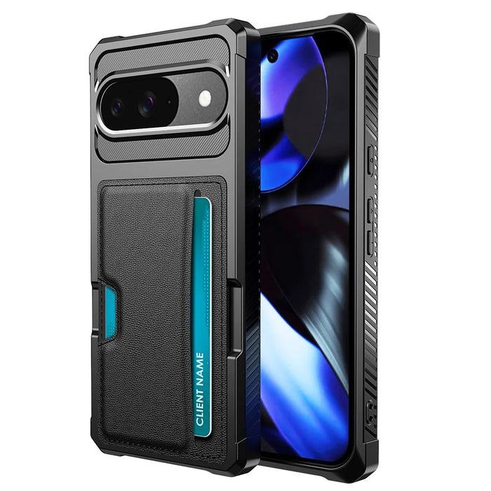 For Google Pixel 10 / Pixel 10 Pro Case Card Slot Leather + TPU Defender Phone Cover - 1