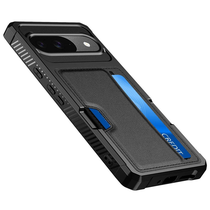 For Google Pixel 10 / Pixel 10 Pro Case Card Slot Leather + TPU Defender Phone Cover - 2