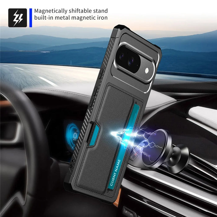 For Google Pixel 10 / Pixel 10 Pro Case Card Slot Leather + TPU Defender Phone Cover - 6