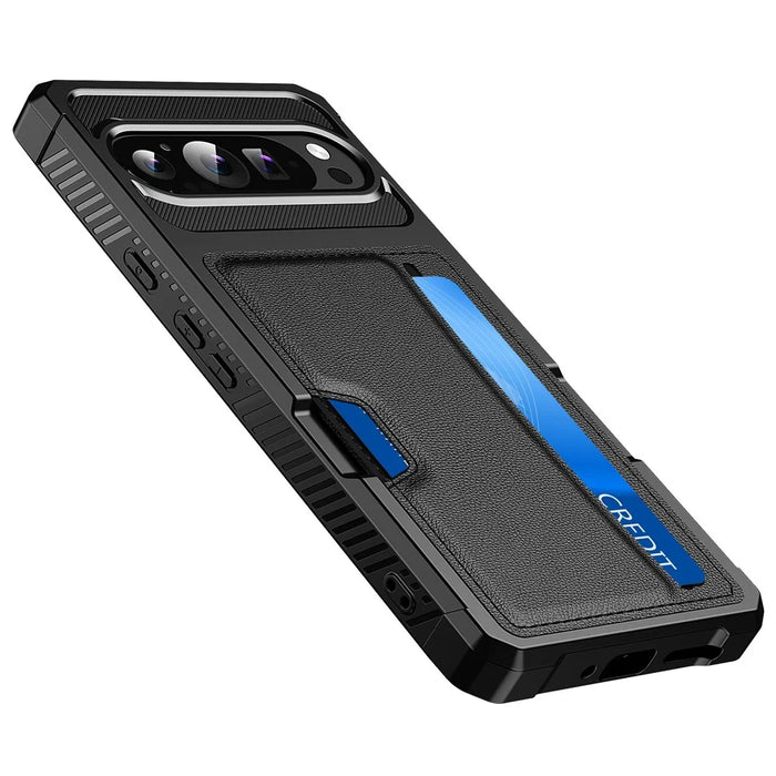 For Google Pixel 10 Pro XL Case Card Slot Leather + TPU Defender Phone Cover - 2