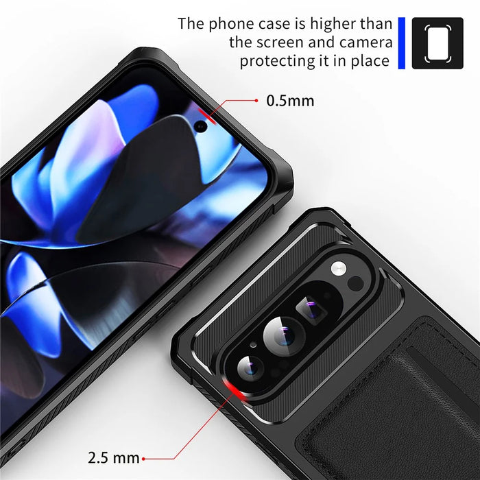 For Google Pixel 10 Pro XL Case Card Slot Leather + TPU Defender Phone Cover - 7