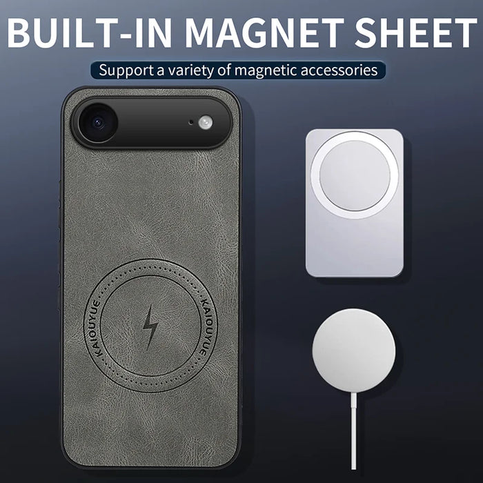 WANLONFENG For iPhone Air Magnetic Case  SD1 Series Nappa Texture PC TPU Phone Cover - Grey - 2