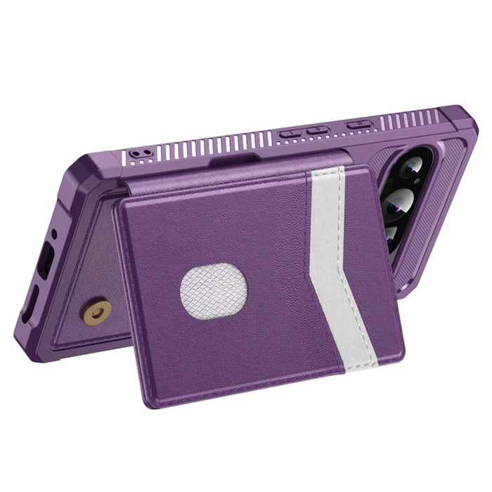 For Google Pixel 10 / Pixel 10 Pro Case RFID Blocking Card Slot Kickstand Leather + TPU Phone Cover - Purple - 3