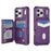 For iPhone 17 Pro Case RFID Blocking Card Slot Kickstand Leather + TPU Phone Cover - Purple - 1