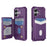 For iPhone 17 Case RFID Blocking Card Slot Kickstand Leather + TPU Phone Cover - Purple - 1