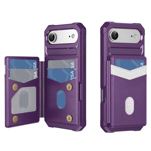 For iPhone Air Case RFID Blocking Card Slot Kickstand Leather + TPU Phone Cover - Purple - 1